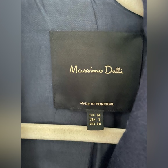 Massimo Dutti Navy Blue Belted Coat - Picture 2 of 9